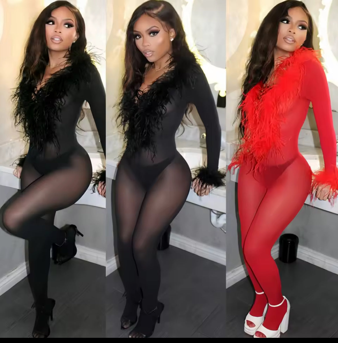 Feathers Patchwork Jumpsuit