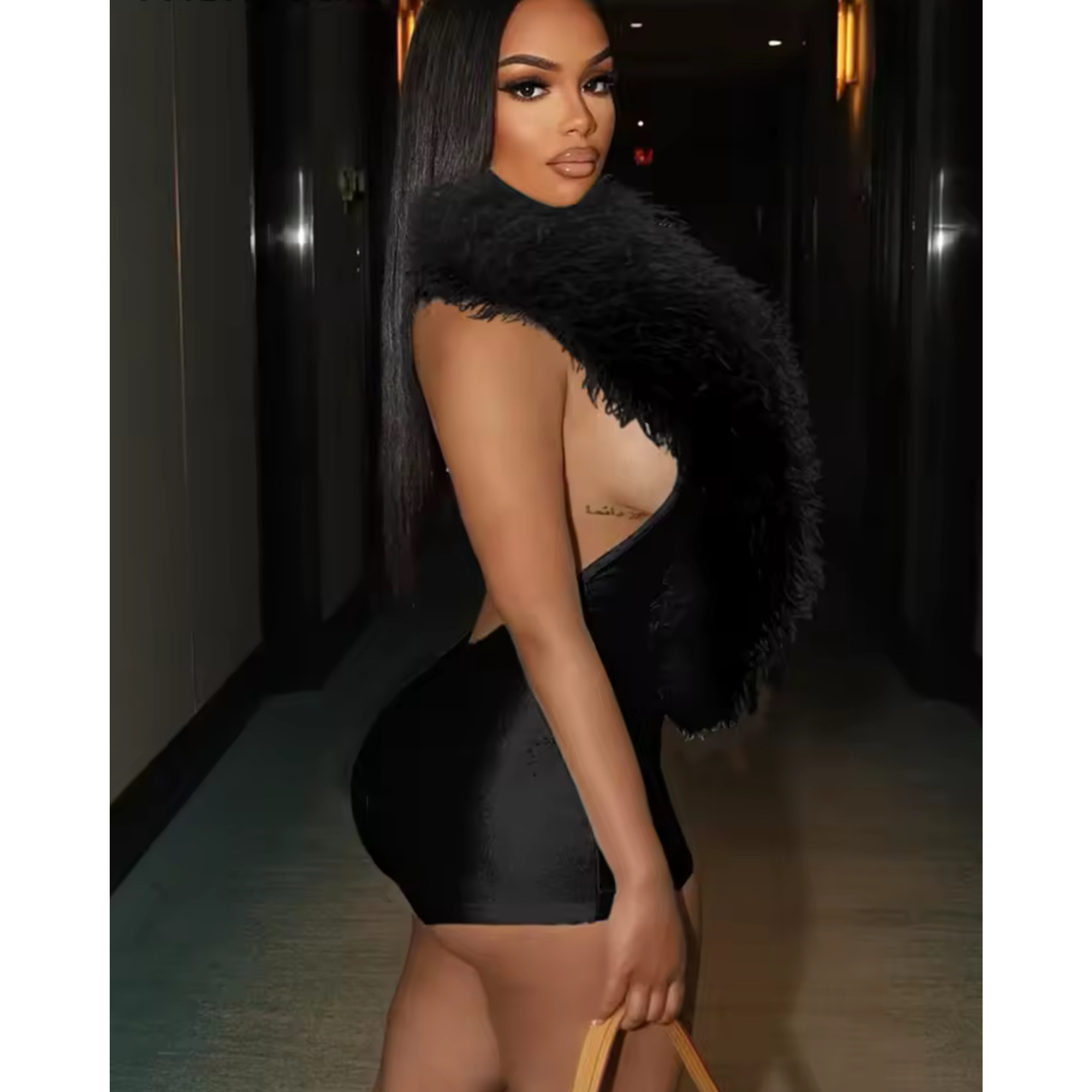 Feather Bodycon Romper