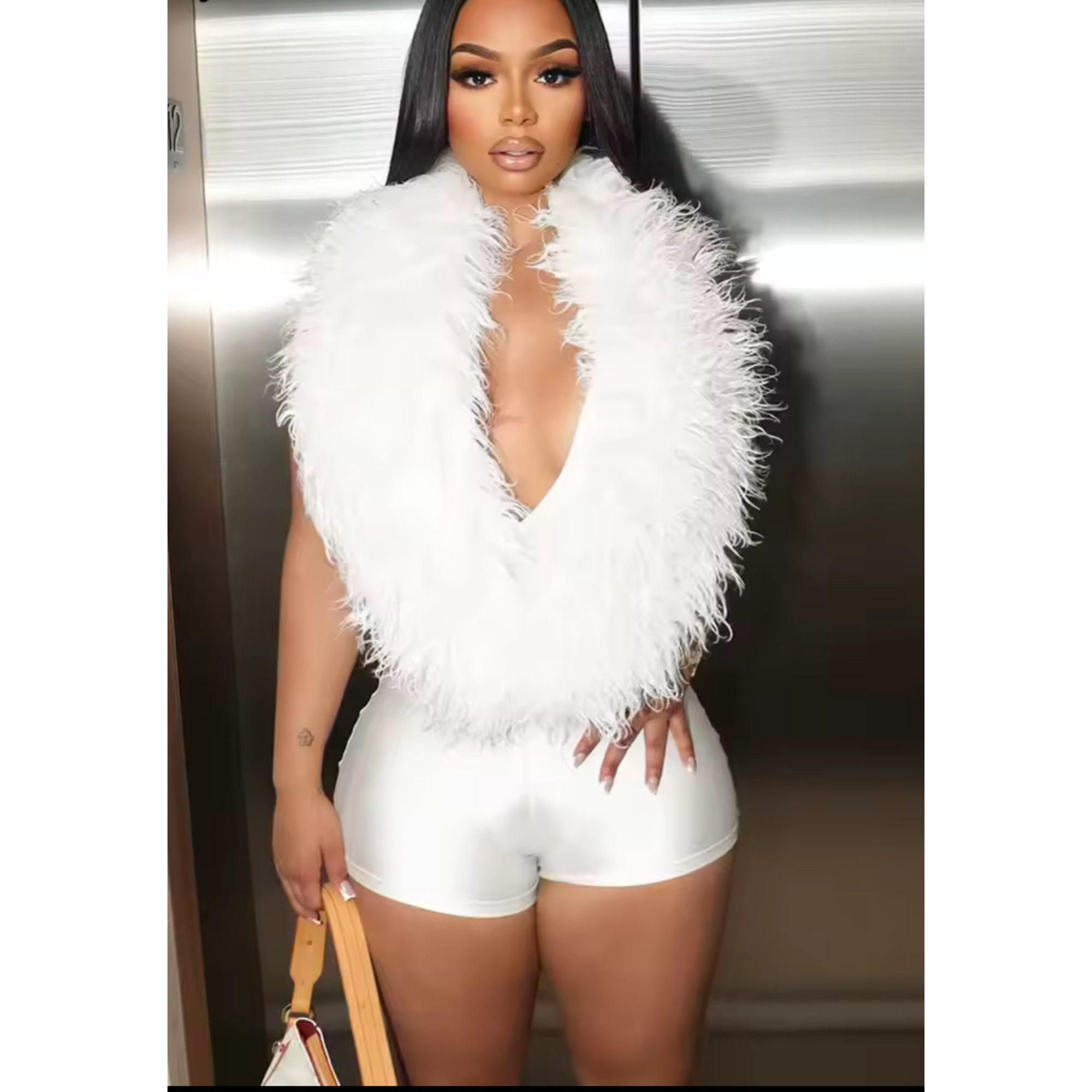 Feather Bodycon Romper