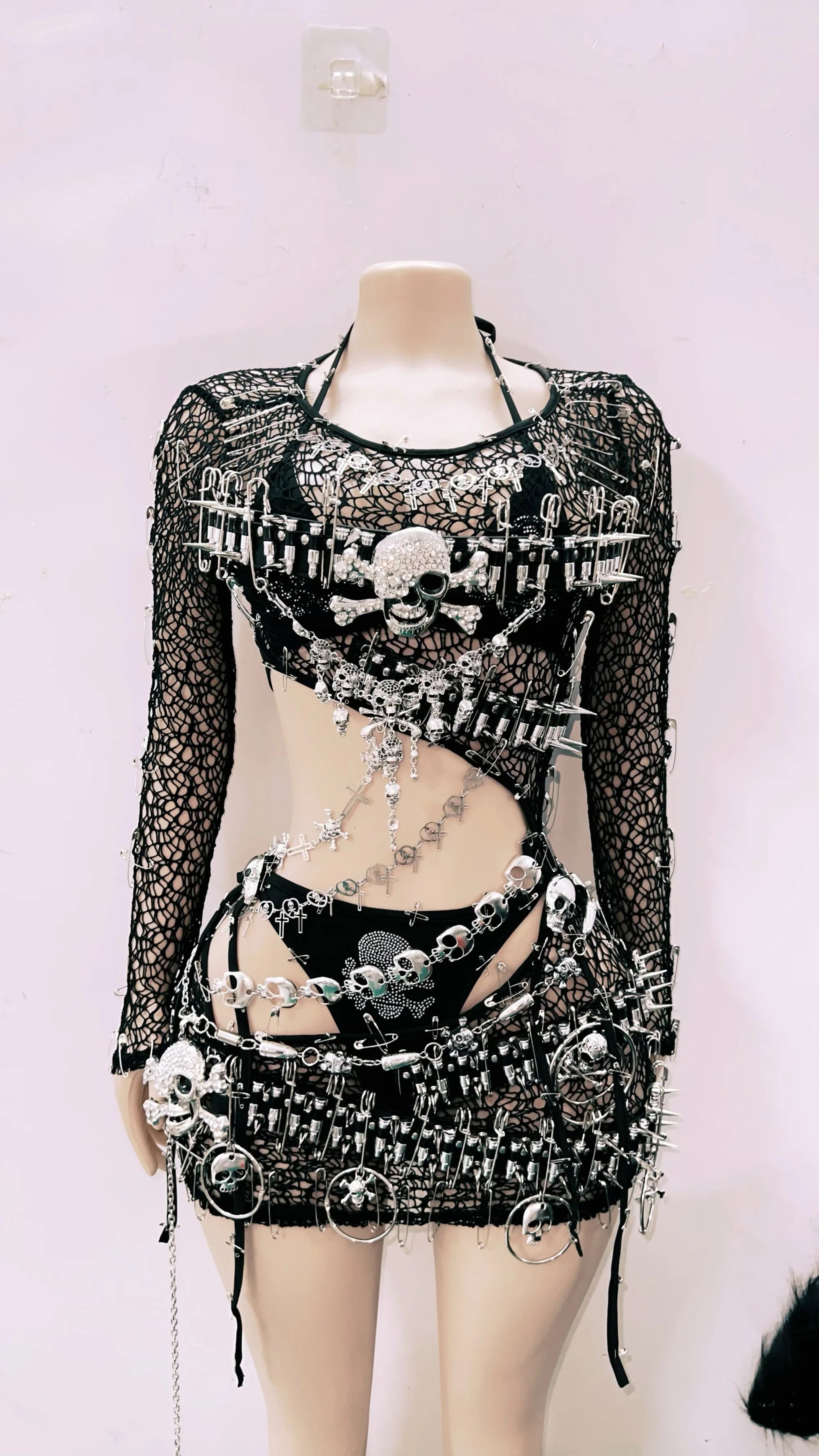 Gothic Punk Skull Mini Dress