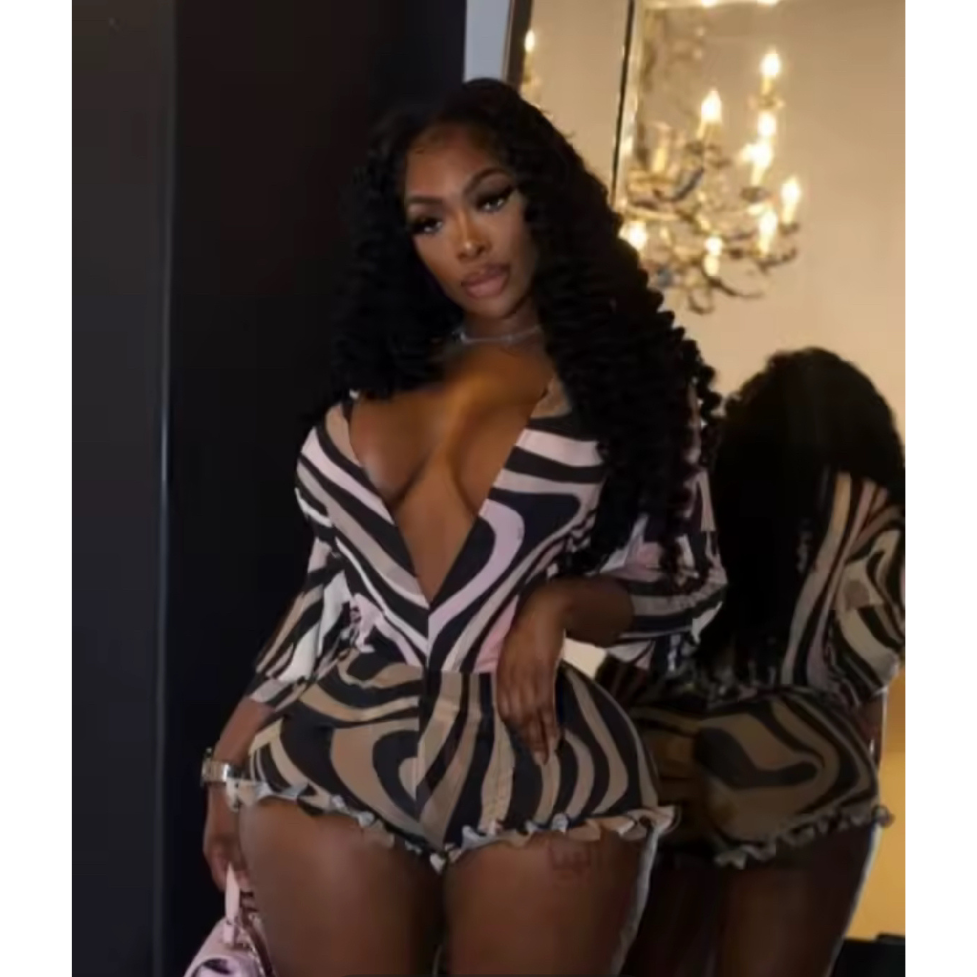 Stripe Print Romper Set