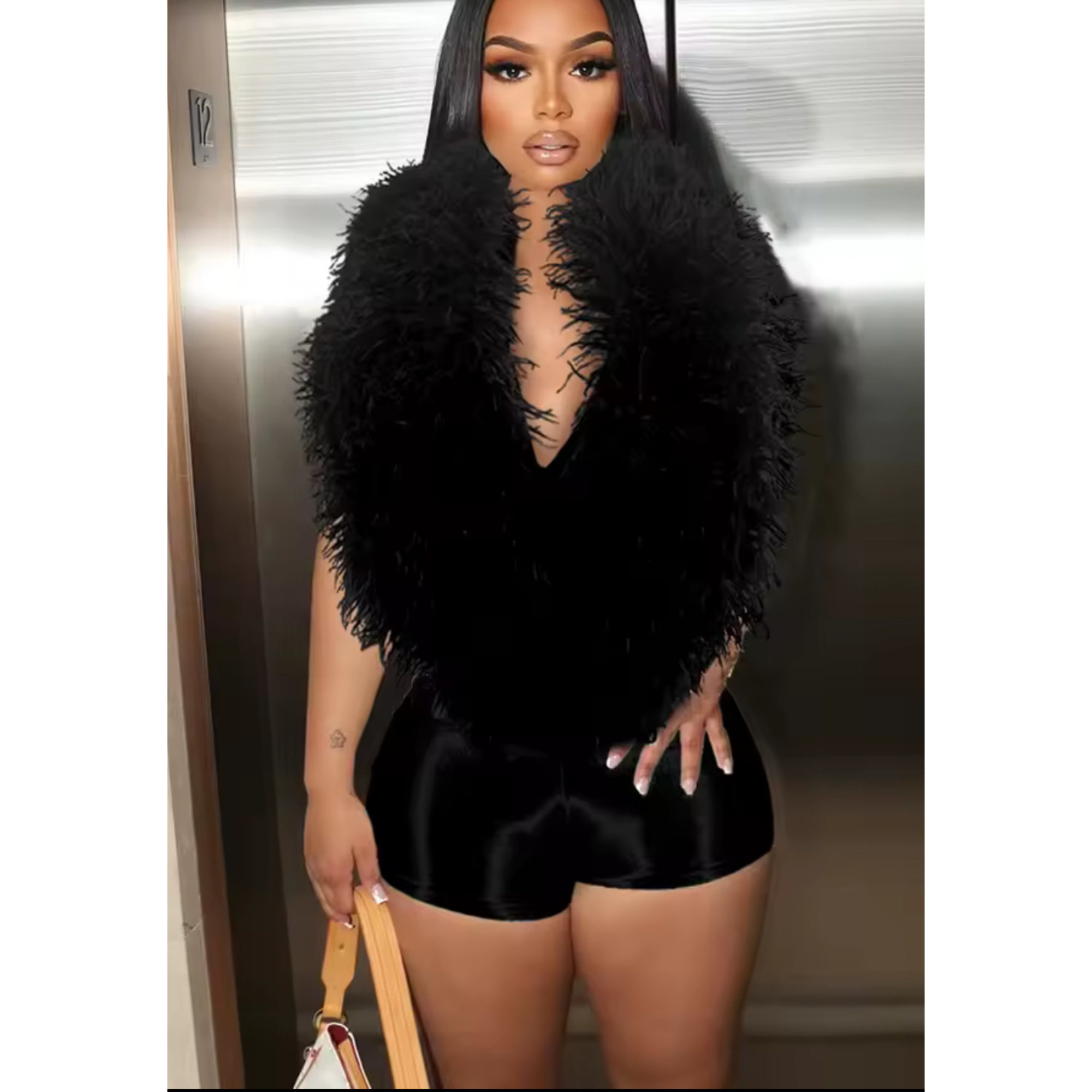 Feather Bodycon Romper