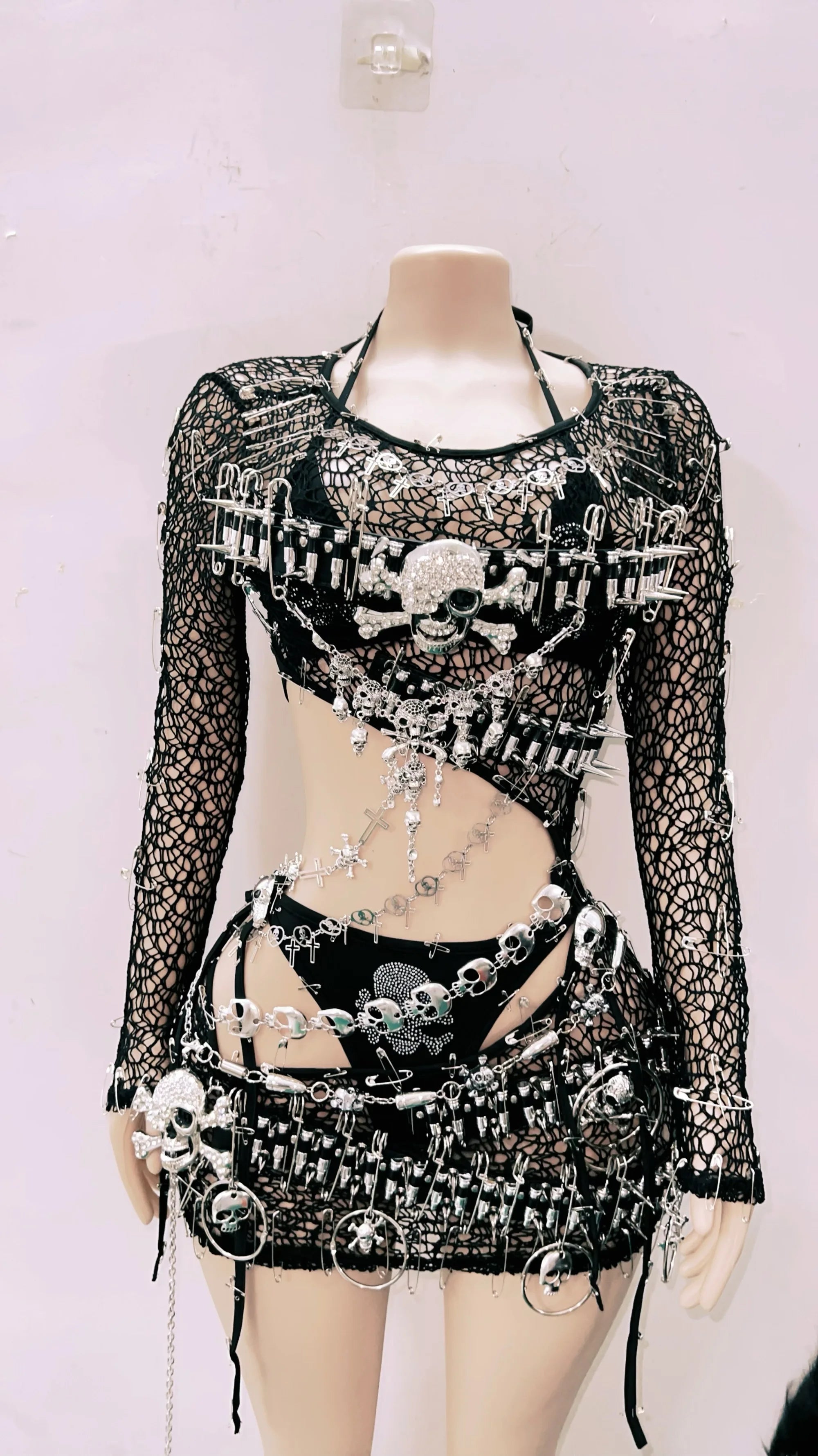 Gothic Punk Skull Mini Dress