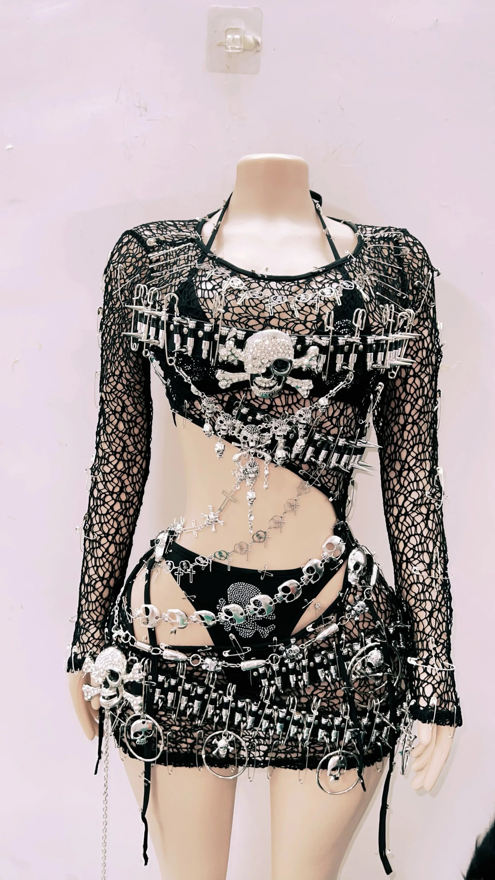 Gothic Punk Skull Mini Dress