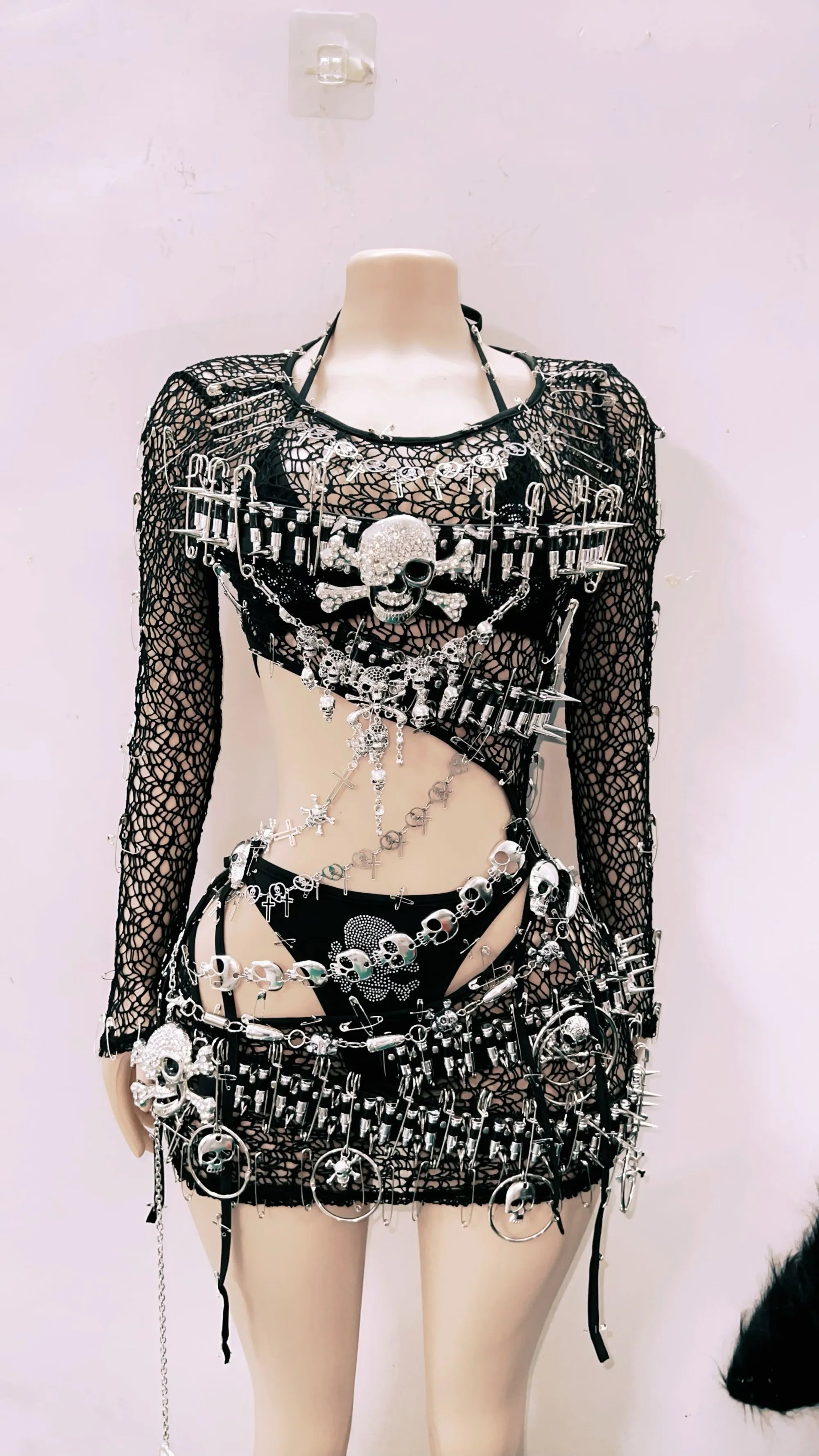 Gothic Punk Skull Mini Dress