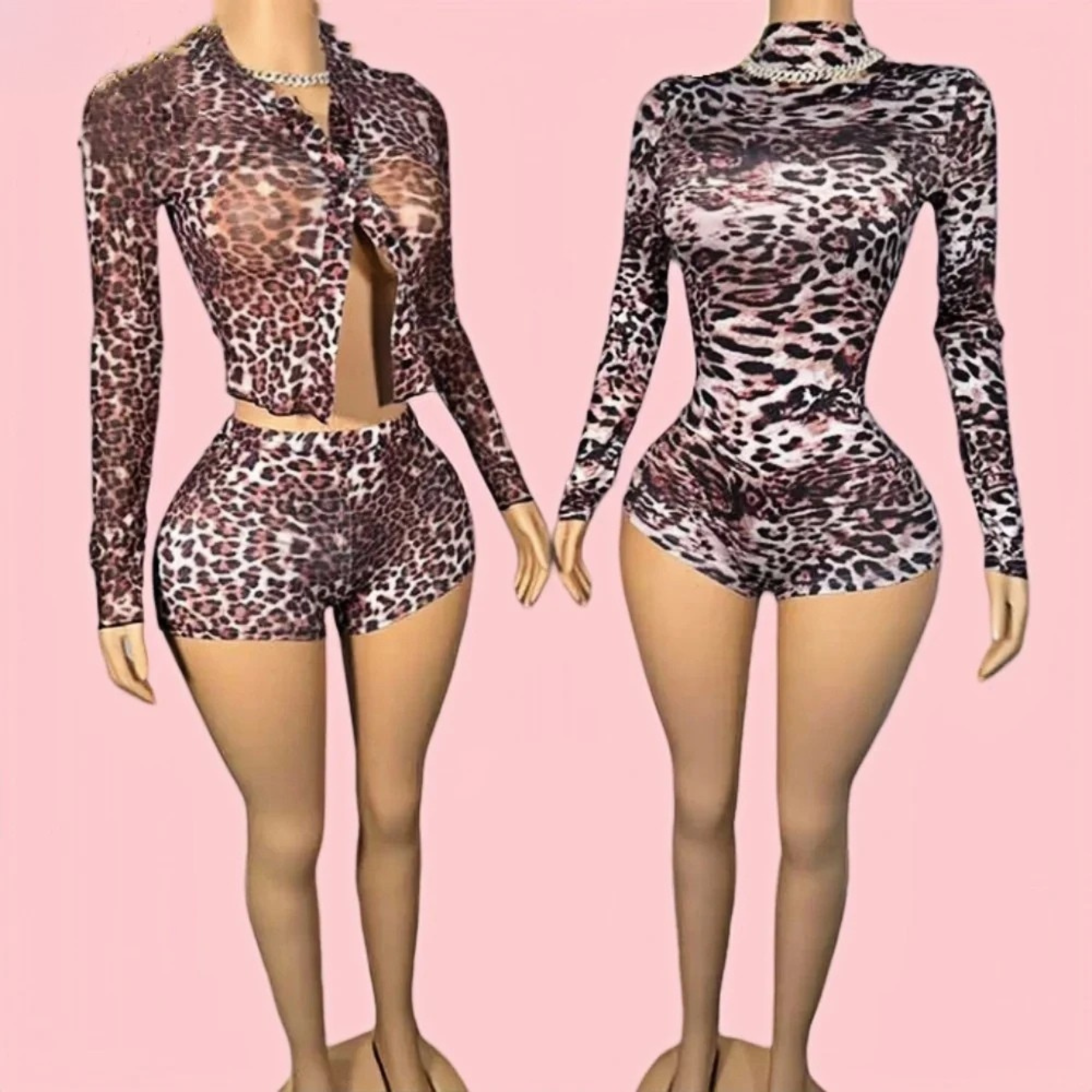 Leopard Mesh Two-Piece