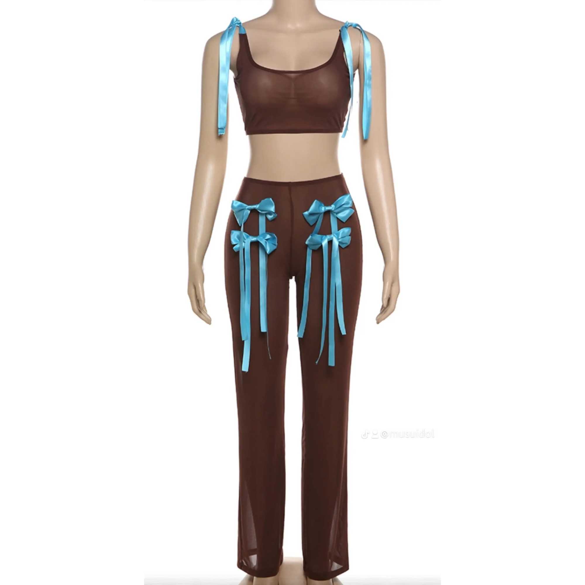 Mesh Bowknot 2-Piece Set